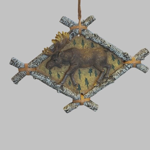 Rustic Moose in Forest Birch Frame Ornament Cabin Lodge Decor 5 in Woodland - Picture 3 of 16